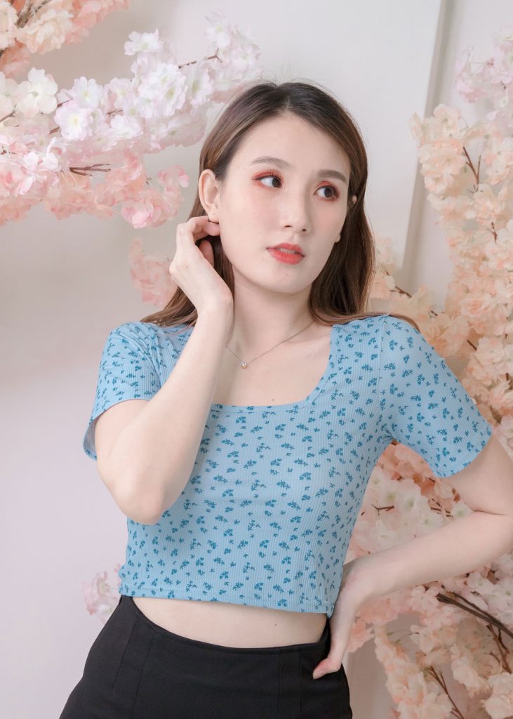 Blue Dandelion Flower Crop Top • DREAMSCAPED