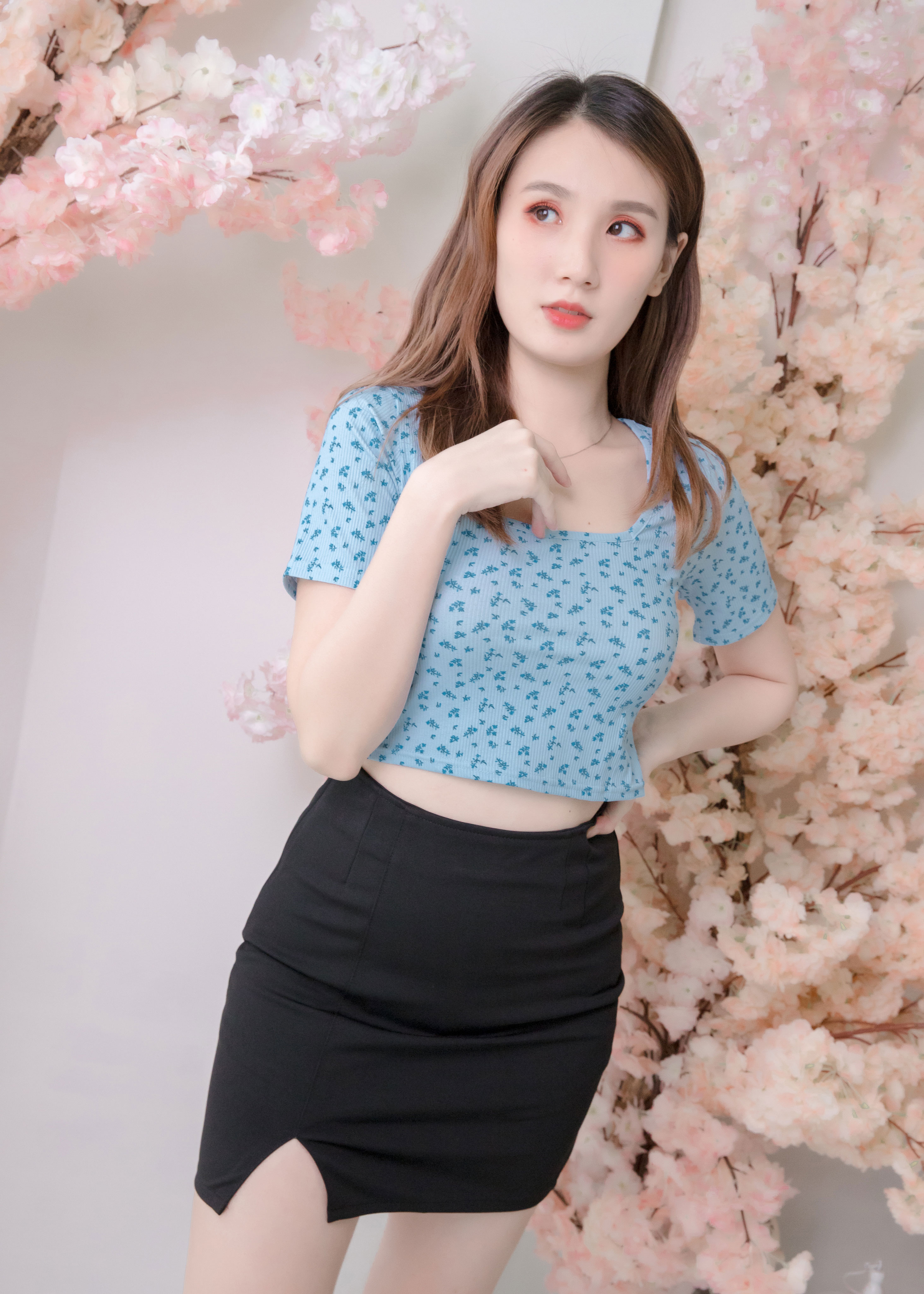 Blue Dandelion Flower Crop Top • DREAMSCAPED