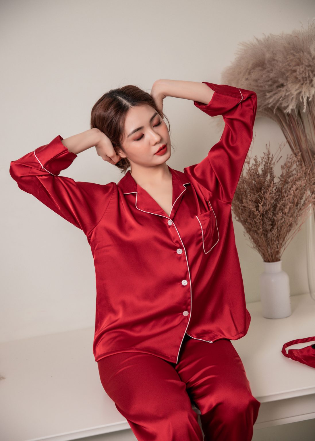 Clair de Lune Nightwear Set in Red - Image 5