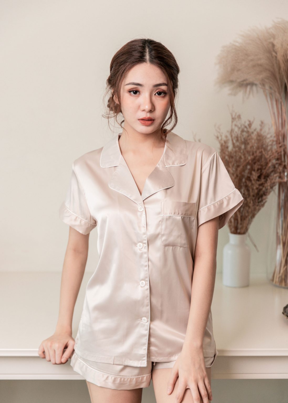 Cloud Creamery Nightwear Set in Champagne - Image 3