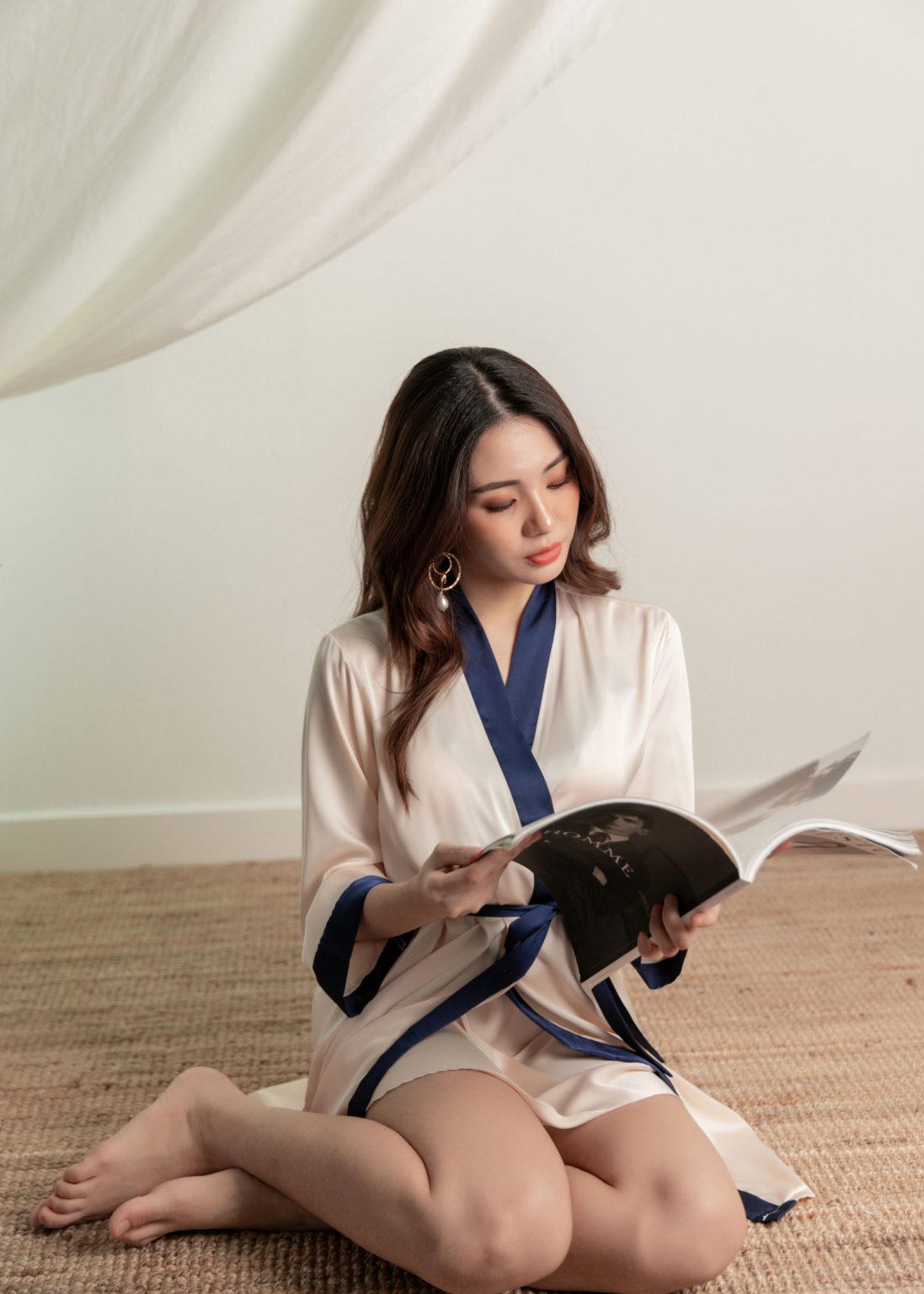 Celestial Panel Nightdress Set in Navy - Image 10
