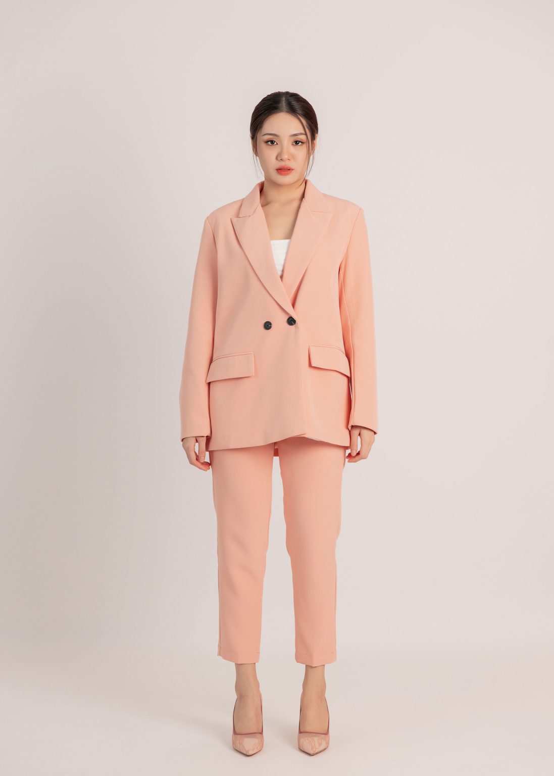 Aura Vogue Padded Blazer in Salmon