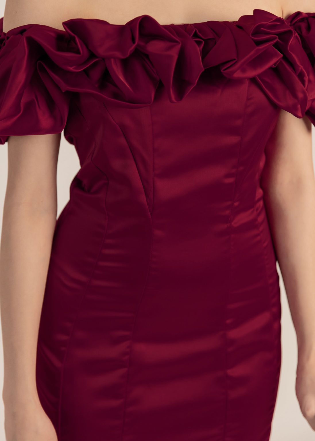 Cloudy Swift Convertible Mini Dress in Maroon - Image 6