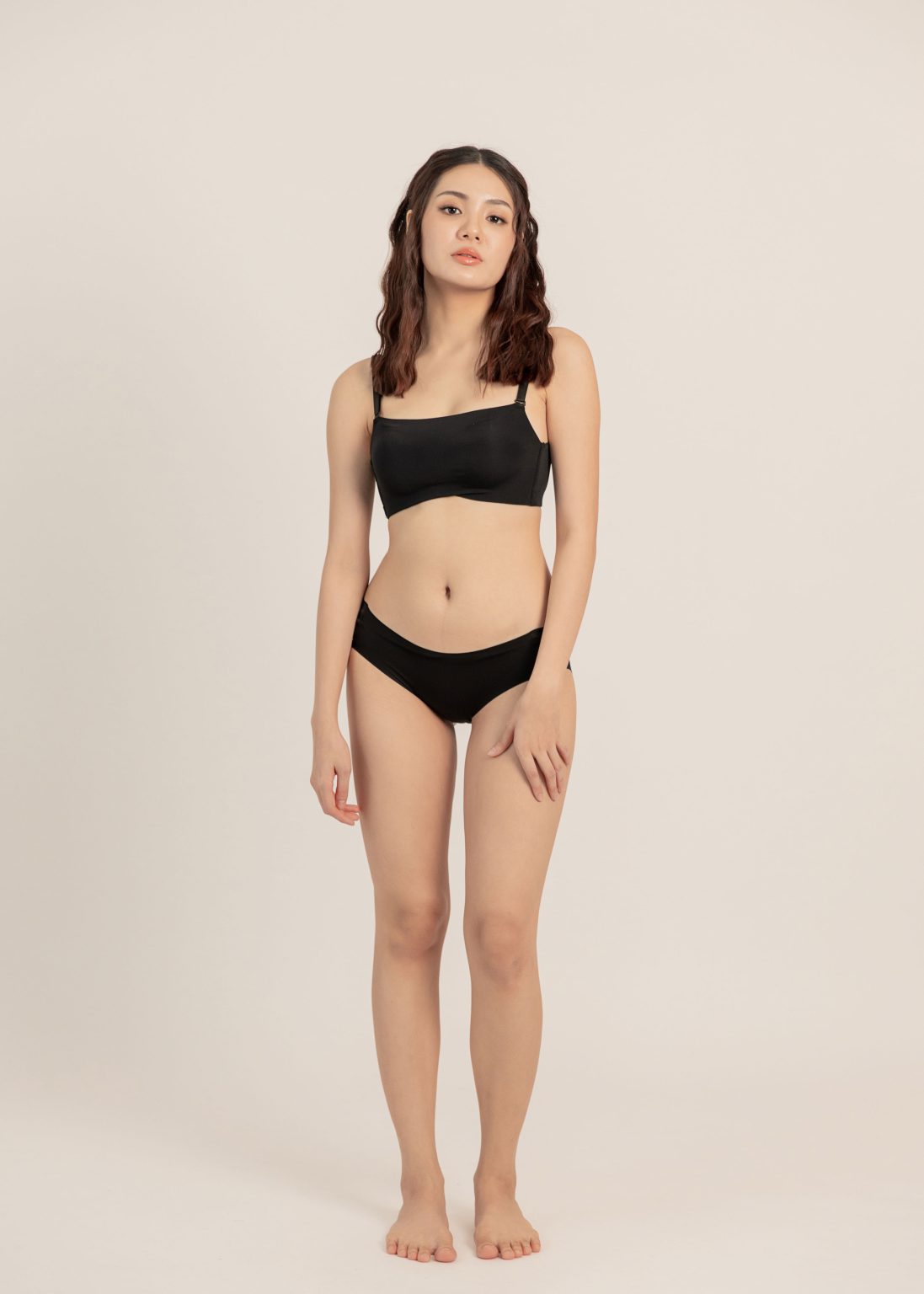 Airy Glaze Push-up Bra + Pantie Set in Black - Image 2