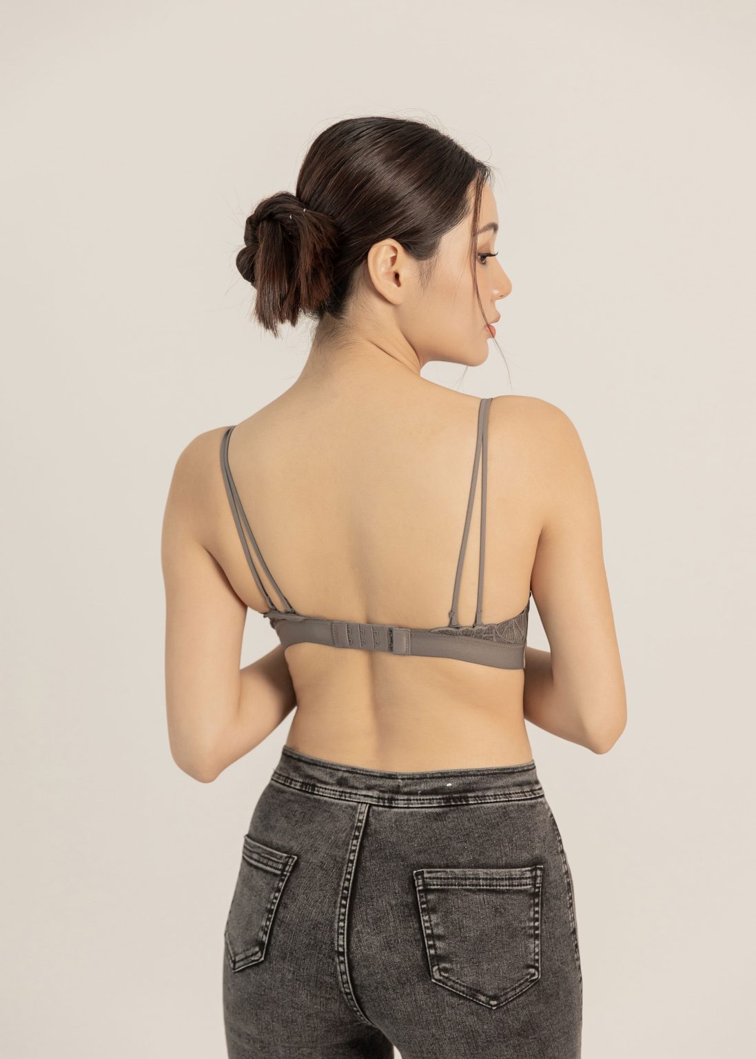 Airy Fascia Crochet Bandeau Bra in Grey - Image 10