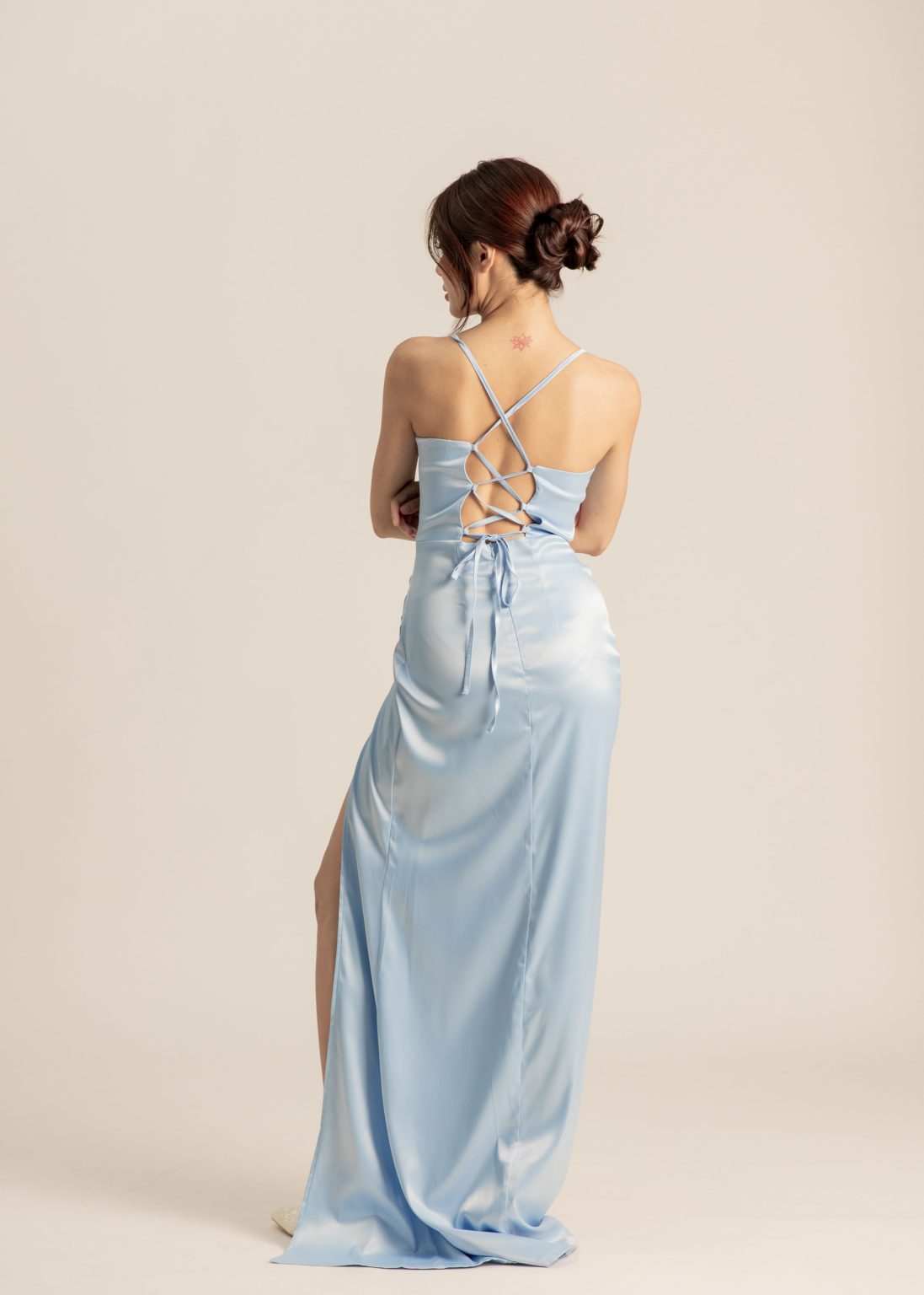 Regency Reverie Satin Gown in Sky Blue - Image 5