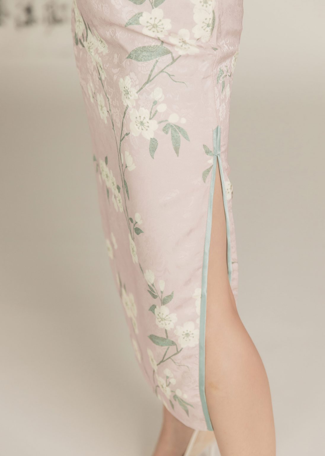 Trails of Sakura Maxi Qipao in Pink - Image 8