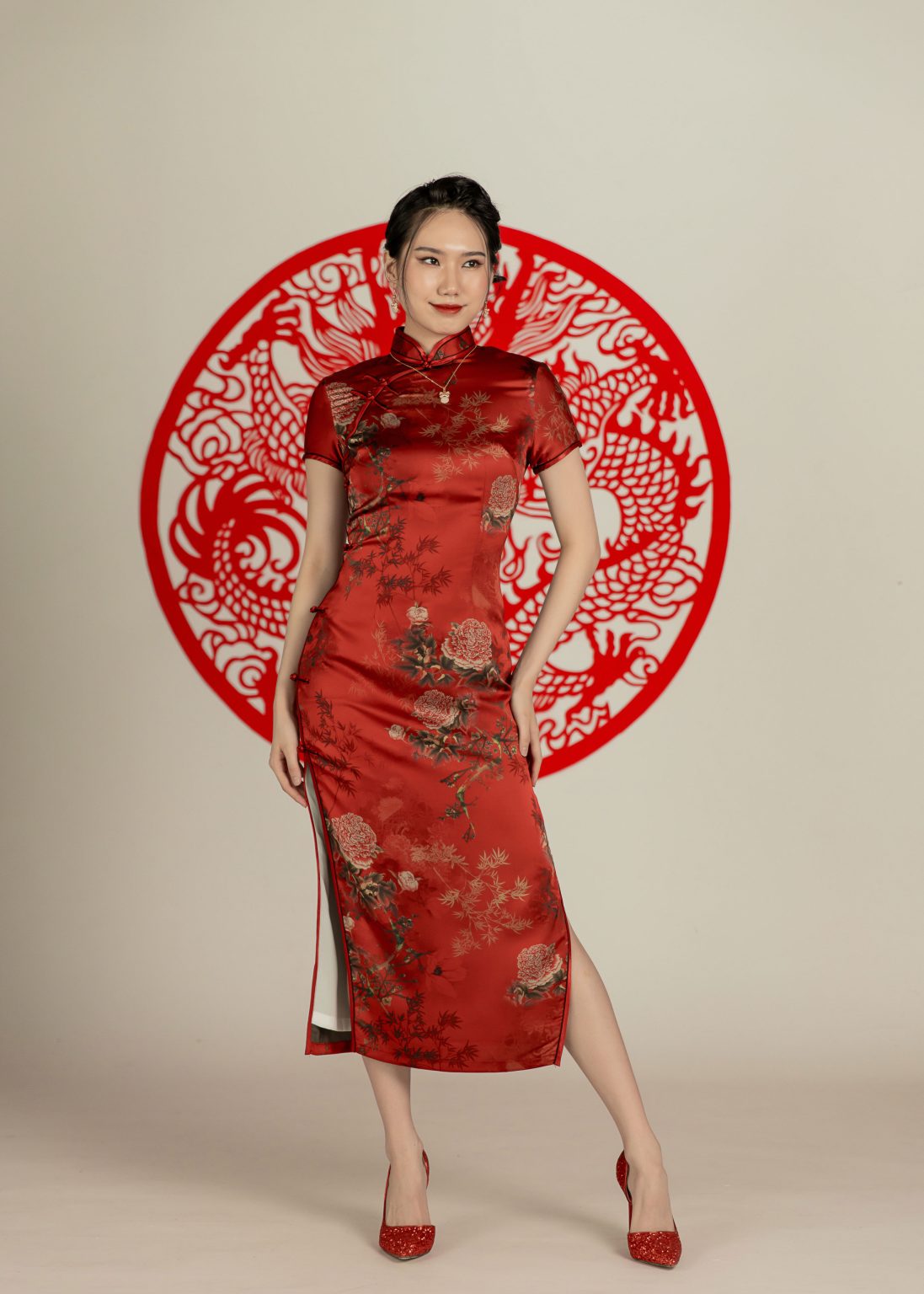 Blushed Enchantress Maxi Qipao - Image 2