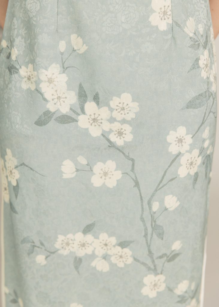 Trails of Sakura Maxi Qipao in Mint • DREAMSCAPED
