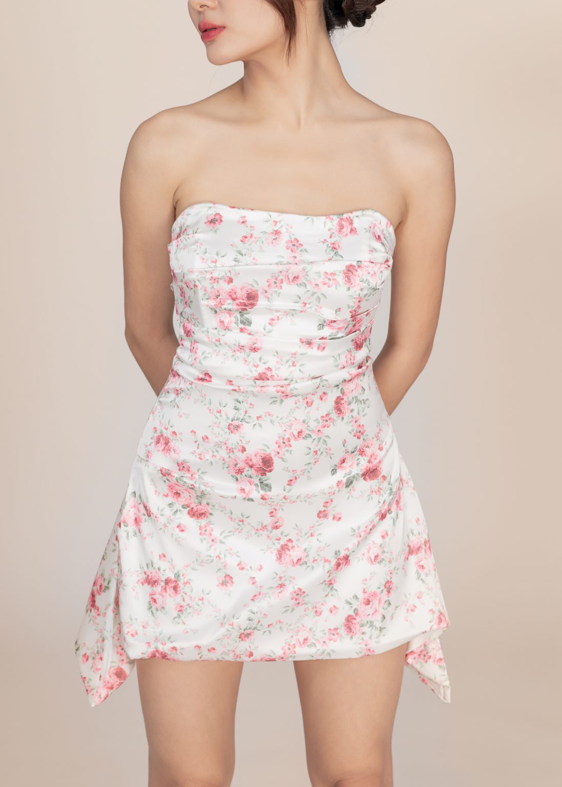 Pixie Flare Satin Mini Dress In Floral - Image 6