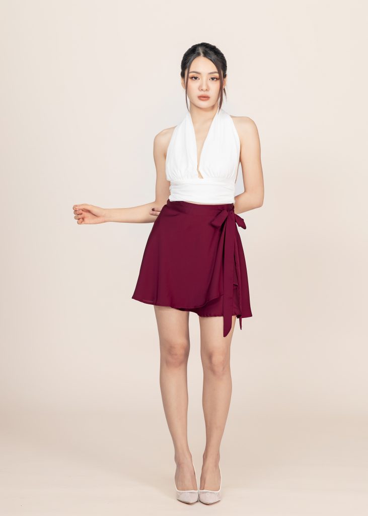 【COAP】[Made] Serenade satin wrap skirt Seraphic Serenade Satin Wrap Mini Skirt In Maroon • DREAMSCAPED