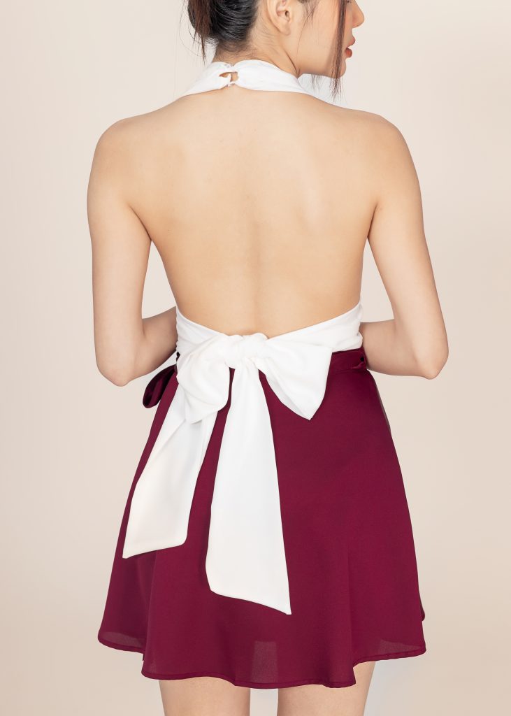Seraphic Serenade Satin Wrap Mini Skirt In Maroon • DREAMSCAPED